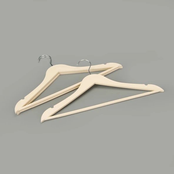 Living Ahşap Görünümlü 3'lü Plastik Askı - Krem - 43x23 cm ürün görseli 1