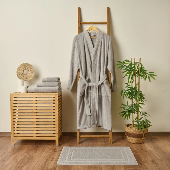 Soft Premium Unisex Bornoz - Gri - S / M ürün görseli 1