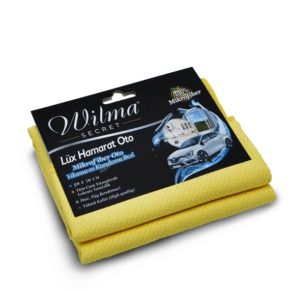 Wilma Secret Lüx Hamarat Mikrofiber Cam Bezi Sarı 50x70cm (2 ADET) ürün görseli 1