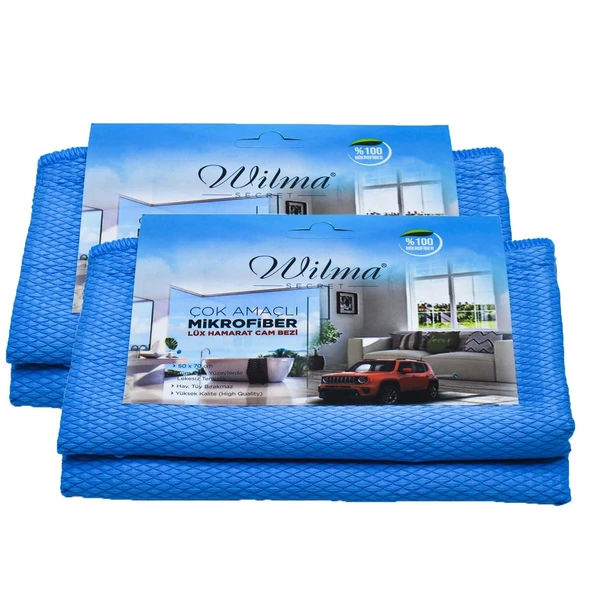 Wilma Secret Lüx Hamarat Büyük Boy 50×70 Cm Mavi 2 Adet - Profesyonel Yüksek Kalite Oto Yıkama Ve Kurulama Bezi Cam Bezi ürün görseli 1