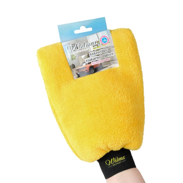 Wilma Secret Mikrofiber Araç Yıkama Eldiveni Sarı Çift Taraflı Oto Yıkama Eldiveni - Araba, Motor, Banyo, Evin Her Alanında Mükemmel Temizlik (2 ADET) ürün görseli 1