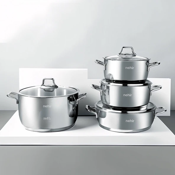 Silver Klasik 8 Parça Çelik Tencere Seti - Gri - Resim 2