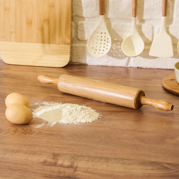 Dönerli Kayın Merdane - Açık Kahverengi - 47 cm ürün görseli 1