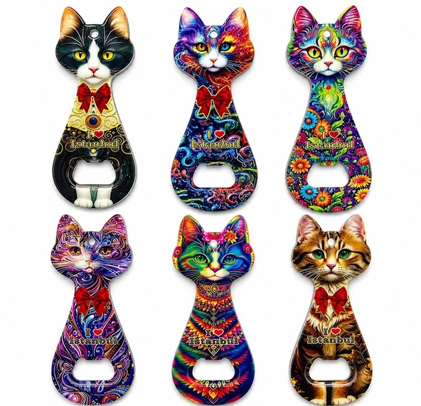 Kedi Tasarımı İstanbul Temalı Buzdolapı Süsü Magnet Alk5408 ürün görseli 1