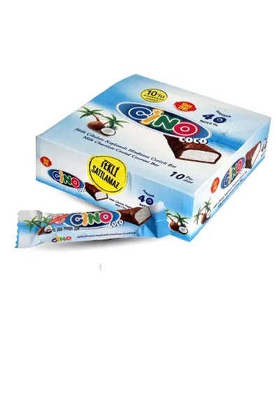 CİNO Sütlü Çikolata Kaplamalı Hindistan Cevizli Bar / 25 gram x 10 Adet ürün görseli 1