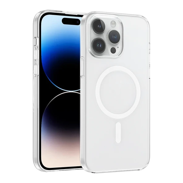 Apple iPhone 14 Pro Max Kılıf IC Çipli  Wireless Şarj Özellikli Şeffaf Orjin Lüx Kapak ürün görseli 1