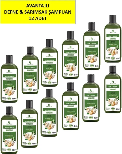 Defne Ve Sarımsaklı Şampuan, Saç Dökülmesine Karşı Yardımcı 485 ml 12 Paket ürün görseli 1