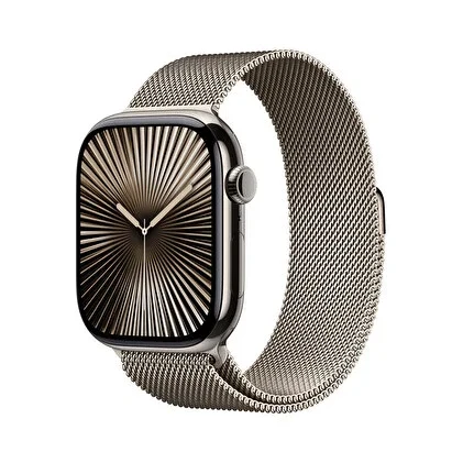 Apple Watch Series 10 GPS + Cellular 42mm Natürel Titanyum Kasa ve Natürel Milano Loop ürün görseli 1