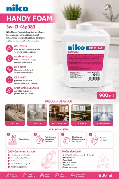 Nily Handy Foam Sıvı El Köpüğü 900 Ml 1 Adet ürün görseli 1