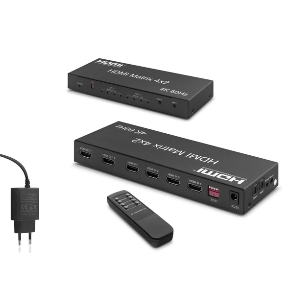 Hadron Hdx1334 Hdmi Switch & Splitter 4-İn 2-Out Matrix Siyah 4K Hdmi Girişi: 4 Hdmi Çıkışı: 2 ürün görseli 1