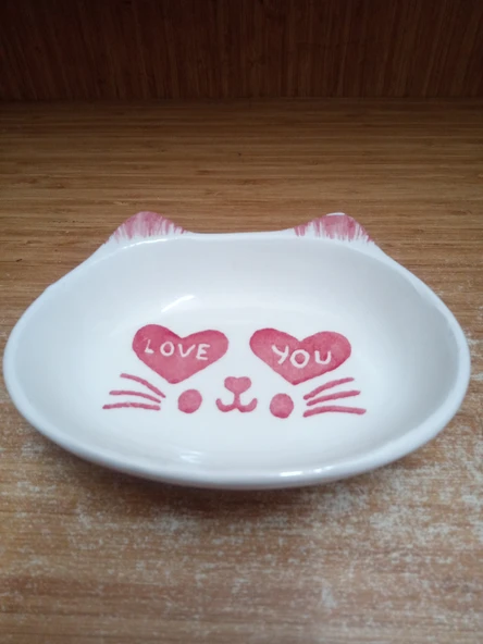 "Love You" Kalp Desenli Seramik Mama ve Su Kabı 200 ML ürün görseli 1