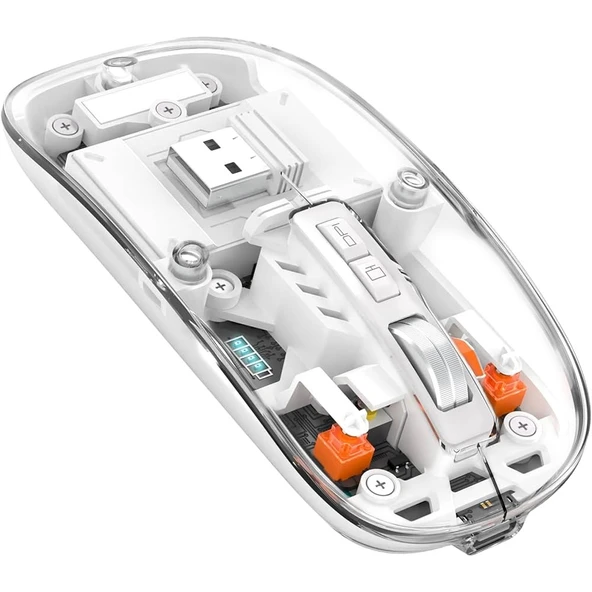 ScHitec M377 Ultra Sessiz 3 Bağlantı Modlu 2xBluetooth Kablosuz Bağlantı + 2.4Gh Gaming Type-C Şarjlı Mouse Beyaz ürün görseli 1