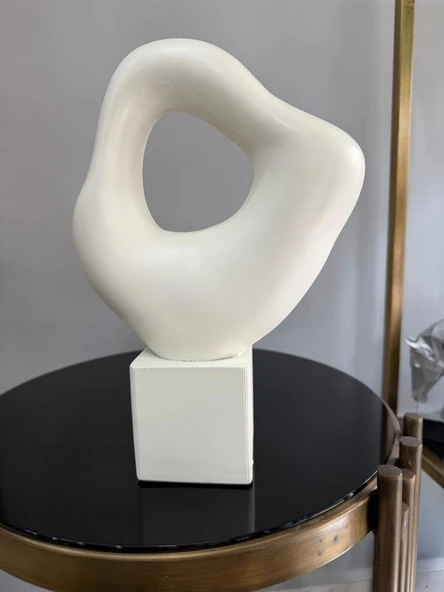 Modern Taş Biblo Soyut Dekoratif İskandinav Tarzı  Biblo – Krem Minimalist Masaüstü & Konsol Objesi ürün görseli 1