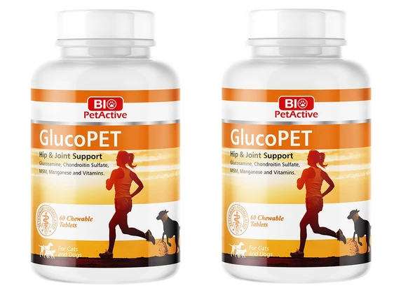 Bio PetActive Glucopet Kedi ve Köpekler için 60 Adet Eklem Güçlendirici Tablet 90 Gr. X 2 Adet ürün görseli 1