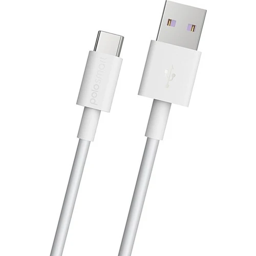 Polosmart 5A 100W Süper Hızlı UsbA to Type-C Data ve Şarj Kablosu Beyaz PSM30 ürün görseli 1
