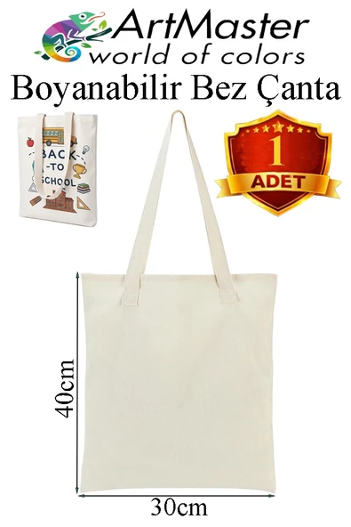 Bez Çanta 30x40cm 1 Adet Boş Boyanabilir Baskısız Bez Çanta Kulplu Ham Bez Çanta Boyama Çantası Etkinlik Okul Kreş ürün görseli 1