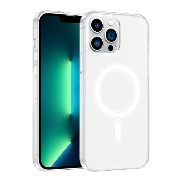 Apple iPhone 13 Pro Max Kılıf IC Çipli  Wireless Şarj Özellikli Şeffaf Orjin Lüx Kapak ürün görseli 1