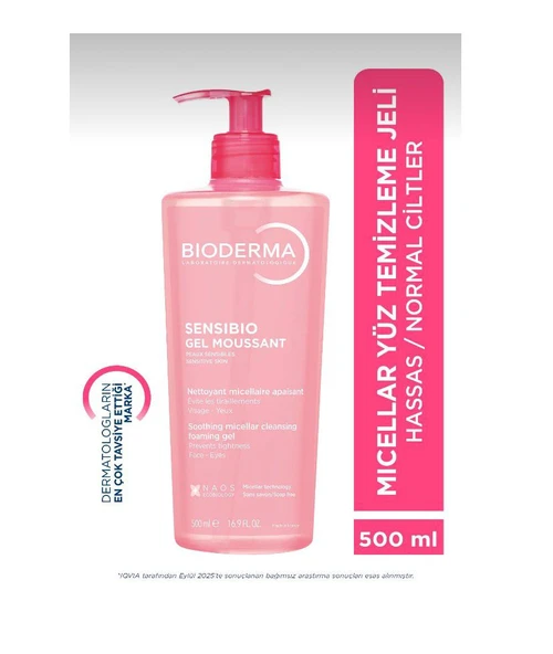 Bioderma Sensibio Foaming Gel Hassas ve Normal Ciltler Durulanan Micellar Yüz Temizleme Jeli 500 ml ürün görseli 1
