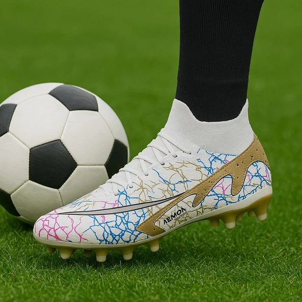 La Liga Erkek 565 Bilekli Çoraplı Krampon Beyaz Altın Futbol Ayakkabısı ürün görseli 1