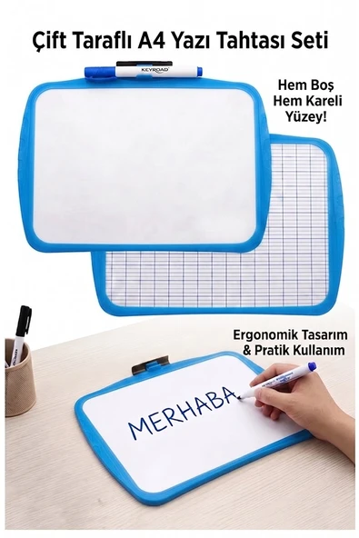 Çift Taraflı Yazı Tahtası 1 Adet Keyroad 20x30cm Plastik Kolay Silinebilir Beyaz Yazı Tahtası Etkinlik Ders Çalışma ürün görseli 1