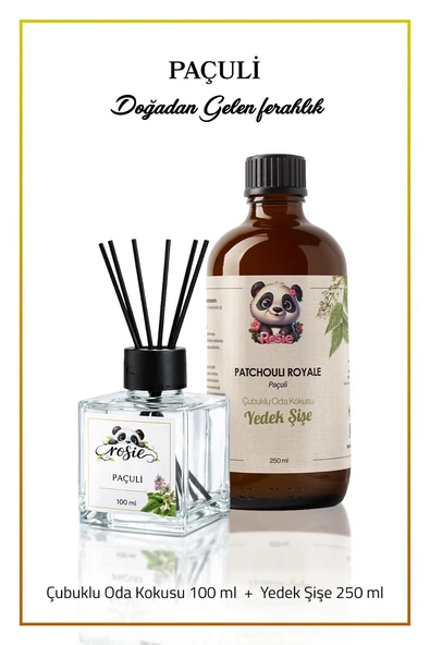 ROSIE Paçuli Koku Seti, Yedek Şişe 250 ml + Çubuklu Oda Kokusu 100 ml ürün görseli 1