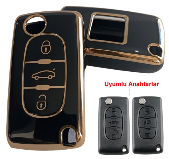 Peugeot 407 508 Citroen C4 C5 Uyumlu Kumanda Anahtar Kılıfı Oto Anahtarlık 3 Tuşlu ürün görseli 1