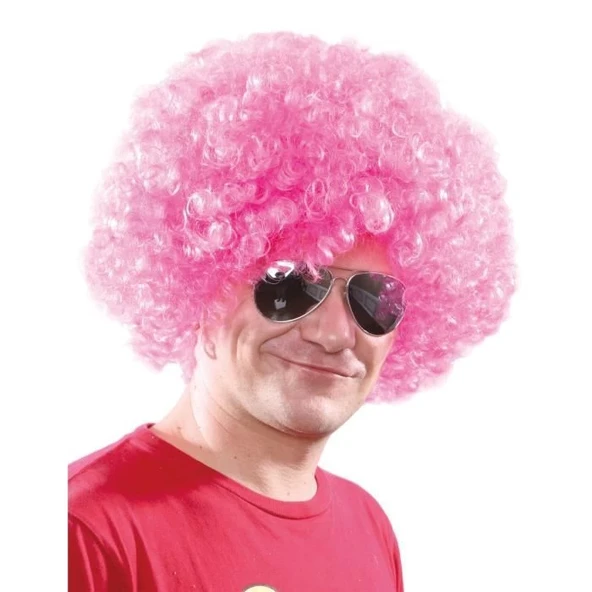 Açık Pembe Renk Kıvırcık Afro Bonus Peruk ürün görseli 1