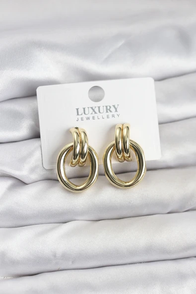 Gold Renk Pirinç Vintage Kadın Küpe ürün görseli 1