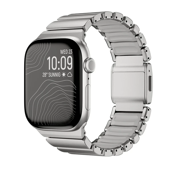 Apple Watch 7 45mm Uyumlu Kordon Metal Kasa Silikon İç Kısım Tasarım ürün görseli 1