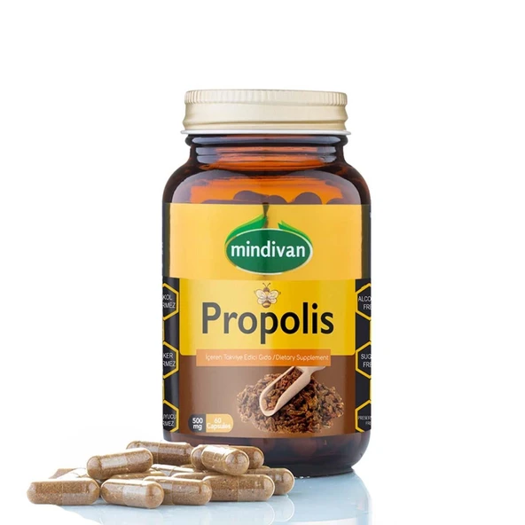 Mindivan Propolis Ekstraklı 500 Mg 60 Kapsül ürün görseli 1