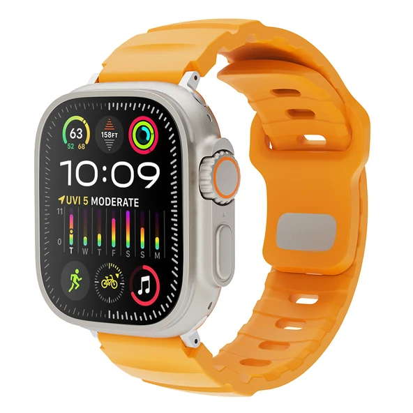 Apple Watch 10 46mm Uyumlu Kordon Delikli Soft Silikon Outdoor Spor Tasarım ürün görseli 1