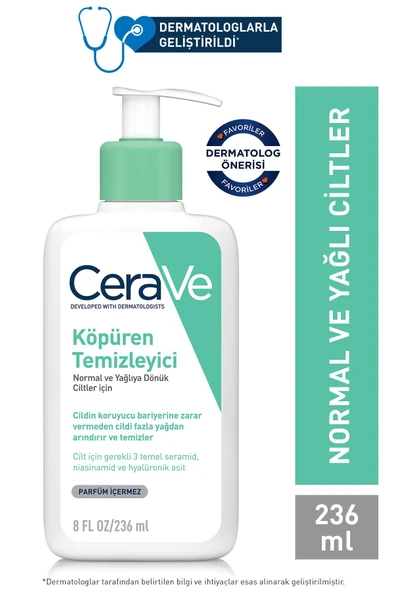 Cerave Normal Ve Yağlı Ciltler İçin Köpüren Temizleyici 236 ml ürün görseli 1