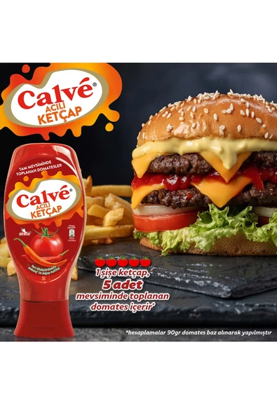 Calve Acılı Ketçap 610 gr x 3 Adet - Resim 4