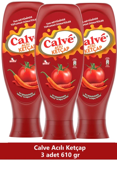 Calve Acılı Ketçap 610 gr x 3 Adet ürün görseli 1