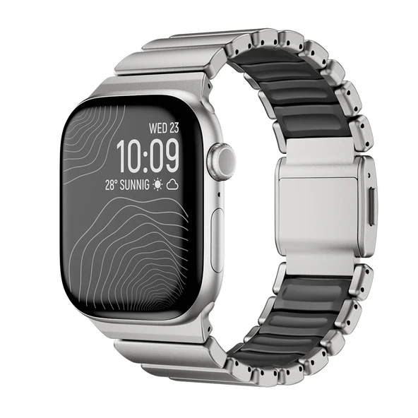 Apple Watch 44mm Uyumlu Kordon Premium Metal Kasa Silikon İç Kısım Tasarım ürün görseli 1