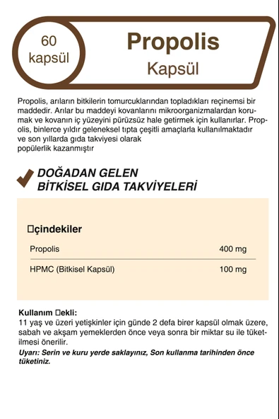 Mindivan Propolis Ekstraklı 500 Mg 60 Kapsül - Resim 2