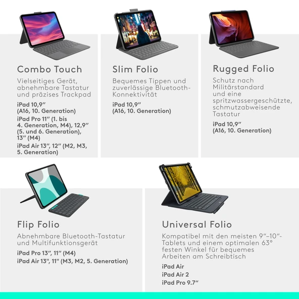 Logitech Tablet Klavye, Gri, Klavye Kılıfı - Resim 5