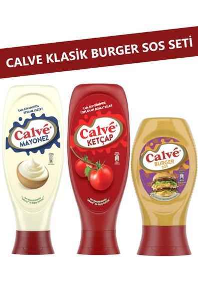 Calve Klasik Burger Sos Seti 3’lü (Ketçap, Mayonez, Burger Sos) ürün görseli 1