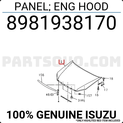 İsuzu D Max 2012-2017 Motor Kaputu (Oem No:8981938170) ürün görseli 1