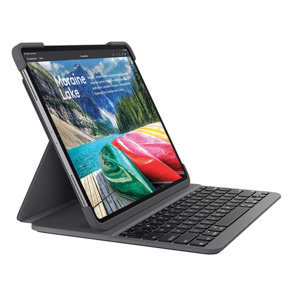Logitech Slim Folio Pro iPad kılıfı, kablosuz Bluetooth klavyeli, iPad Pro 12,9" 3. nesil (A1876, A1895, A1983, A2014), 14 iOS özel tuşu, manyetik kapatma - İtalyan QWERTY düzeni - grafit ürün görseli 1