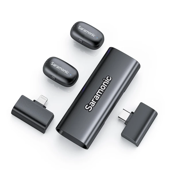 Saramonic Air SE Kablosuz Yaka Mikrofonu, 48kHz/24bit, iPhone, Android, PC için USB-C ve Yıldırım Mini Mikrofon, Vlog, Yayın, YouTube, Röportajlar için Yaka Mikrofonu ürün görseli 1