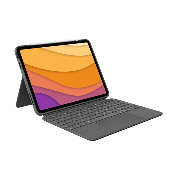 Logitech Combo Touch iPad Air (4. ve 5. Nesil - 2020, 2022) Klavye Kılıfı, İskandinav QWERTY düzeni - Gri ürün görseli 1