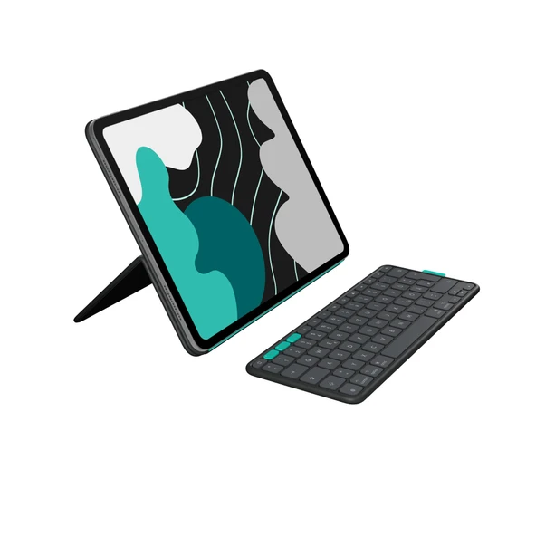Logitech Flip Folio, iPad Pro 13 inç (M4 ve M5) ve iPad Air 13 inç (M2 ve M3) (2024, 2025) için klavye kılıfı - saklanabilir Bluetooth klavyeli koruyucu kılıf, çoklu cihaz, DEU QWERTZ - grafit ürün görseli 1