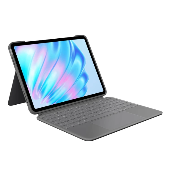 iPad Air 11 inç (M2, M3 ve M4), iPad Air (5. Nesil) için Logitech Combo Touch Klavye Kılıfı - Çıkarılabilir Arkadan Aydınlatmalı Klavye ve Stand, Almanca QWERTY Düzeni - Gri ürün görseli 1