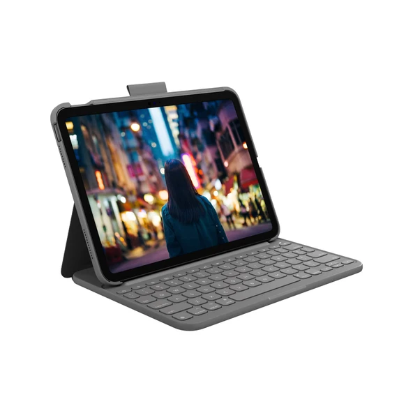 Logitech iPad (10. Nesil) Klavye Kılıfı | Entegre Kablosuz Klavyeli İnce Folyo (Grafit) - ABD Uluslararası Düzeni ürün görseli 1