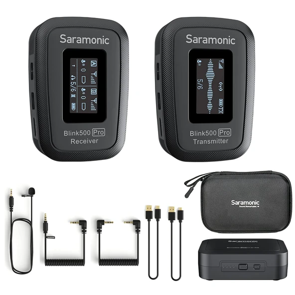 Saramonic Blink500 Pro B1 2.4G DSLR Kameralı Telefonlar için Kablosuz Yaka Yaka Mikrofon Sistemi Video Kaydı için Kondenser Klipsli Mini Mikrofon Mikrofonlar Vlog Verici Alıcı Şarj Kutusu ile ürün görseli 1