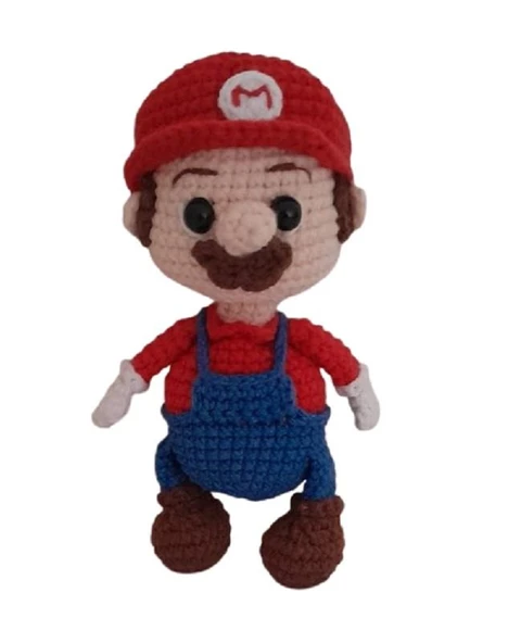 Maskot Mini Mario Amigurumi Organik Anahtarlık Oyuncak ürün görseli 1