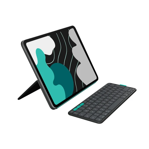 Logitech Flip Folio, iPad Pro 13 inç (M4) ve iPad Air 13 inç (M2 ve M3) (2024, 2025) için klavye kılıfı - saklanabilir Bluetooth klavyeli koruyucu kılıf, çoklu cihaz - grafit - QWERTY ürün görseli 1
