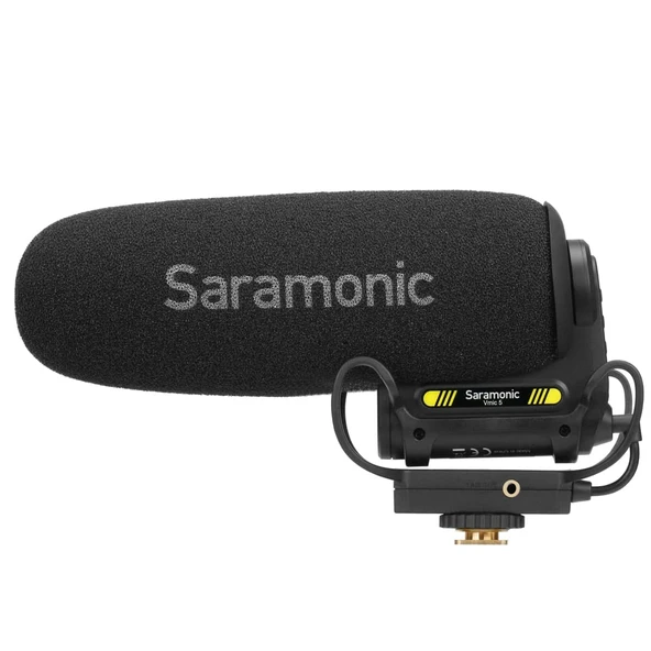 2 aşamalı kazanç, 150 Hz yüksek geçiş filtresi, kulaklık çıkışı ve 150 saatlik Li-ion pil (VMIC5), siyah ile Saramonic Professional kamera üstü süper kardioid mikrofon ürün görseli 1