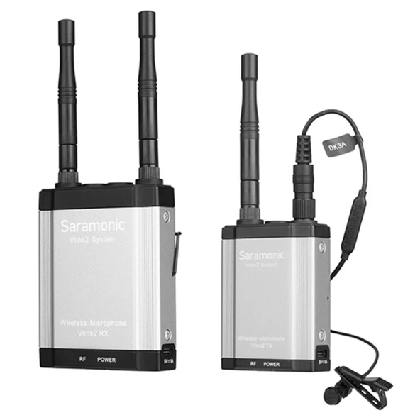 Vlink2 Kit 1 2,4 GHz Kablosuz Yaka Mikrofonu Sistemi, IFB Talkback, Çift Kanallı Kamera Montaj Alıcısı, DK3 Lav, Suya/Darbeye Dayanıklı Sert Taşıma Çantası ve daha fazlasıyla birlikte ürün görseli 1